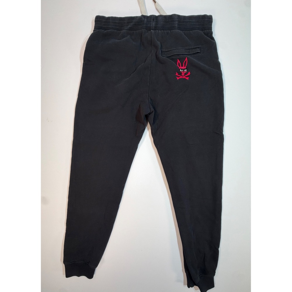 Psycho Bunny Mens Black Fleece Joggers Pink Logo Sweatpants Size Medium